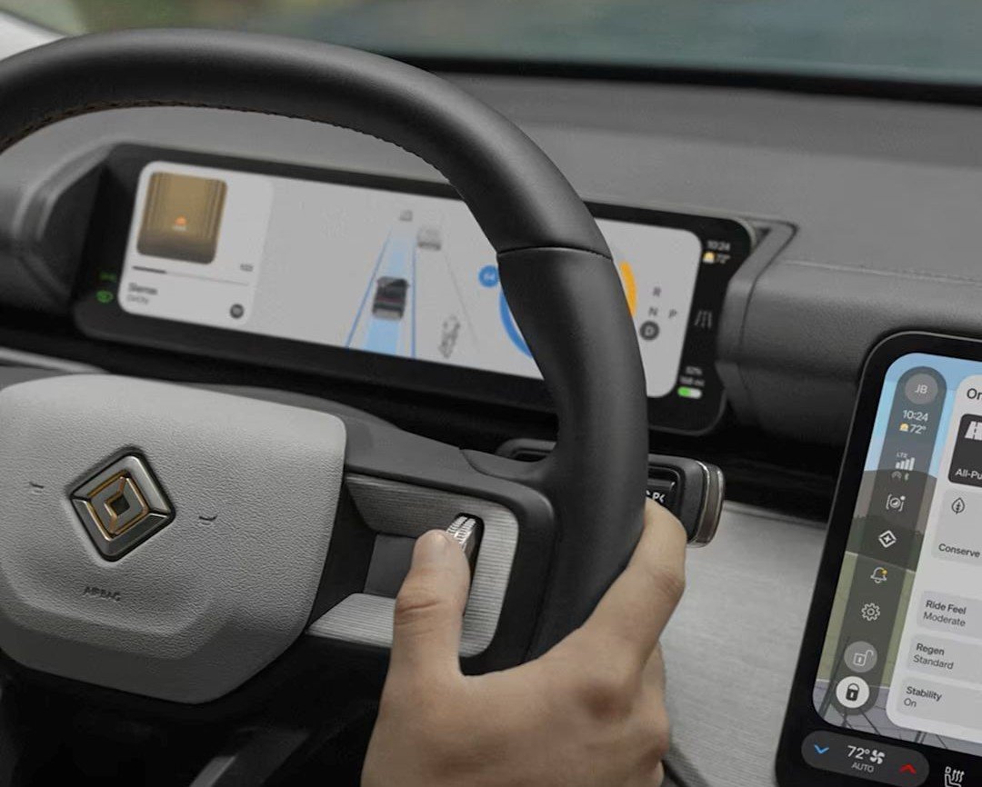 Veículos Rivian com interface digital